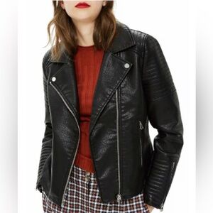 Topshop Rosa Faux Leather Biker Jacket – Size 6